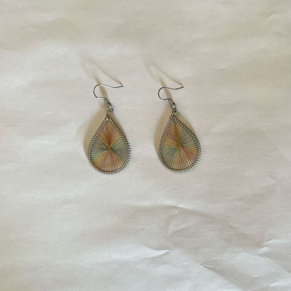 Multicolor Thread Teardrop Earrings